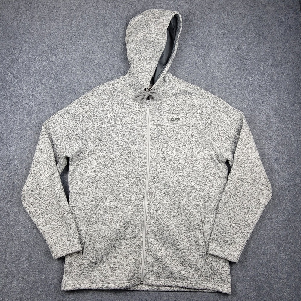 RedHead Brand Co Full Zip Hoodie Mens L Gray Marled Fleece Lined Sweater Knit
